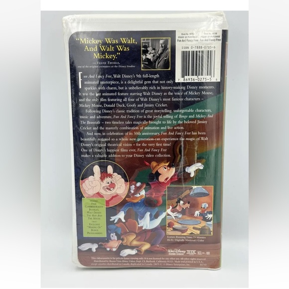 VHS: SEALED Walt Disney's Masterpiece "Fun and Fancy Free" 50th Anniversary - Picture 2 of 6